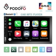 Podofo 2 Din Car Stereo Radio 7" HD Touch Screen Car Multimedia Player Bluetooth FM Radio TF USB Mirror Link for Android Iphone with 8 LED Camera
