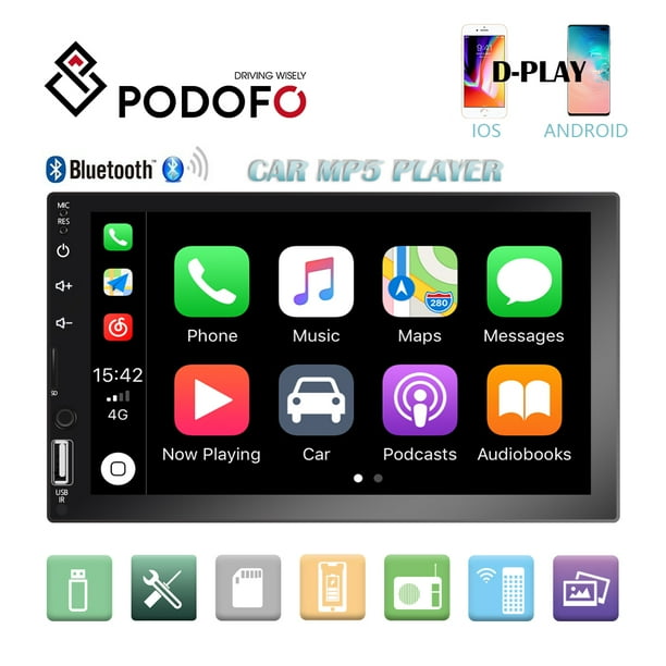 2 din car stereo radio 7 hd touch screen car multimedia player bluetooth fm radio tf usb mirror link for android iphone with 12 led camera