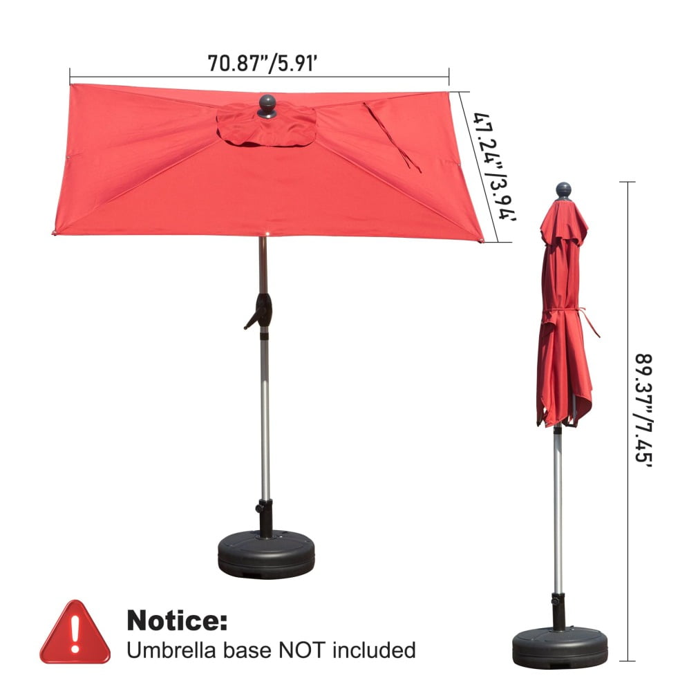 9x11.5 FT Rectangular Patio Umbrella, Double-Sided Outdoor Shade with Crank Lift & Tilt Function for Pool/Garden/Backyard, Durable Aluminum Frame, Brick Red (Base Not Included)
