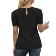 thumbnail image 3 of Beecarchil Women's T-Shirt Crew Neck Summer Eyelet Short Sleeve Dressy Casual Tops Black M, 3 of 4