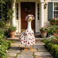 thumbnail image 4 of Porch Goose Outfit Set with Printed Sun Hat Bow Top Skirt, 23 Inch Porch Gander Statue Costume, Summer Garden Yard Decor, 4 of 6
