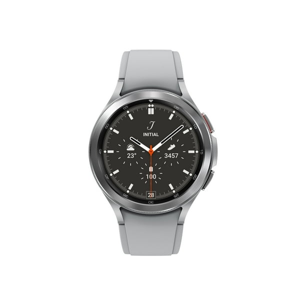 Samsung Galaxy Watch4 Classic - 46 mm - silver - smart watch with ridge  sport band - fluoroelastomer - silver - display 1.4