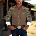 thumbnail image 3 of Wrtxtat Men's Western Cowboy Hippie Shirt Vintage Aztec Camo Printed Casual Button Up Slim Fit Long Sleeve Work Cargo Shirts with Two Chest Pockets Coffee#01 M, 3 of 7