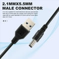 thumbnail image 6 of USB Cable 5.5mm / 2.1mm 5V DC Jack Power Cable (Black, 75cm), 6 of 8