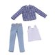 thumbnail image 2 of Ropa para figura masculina a escala 1/12: chaleco, camisa y vaqueros. Accesorios: disfraz clásico para hombre. Cuadrícula azul, 2 of 9