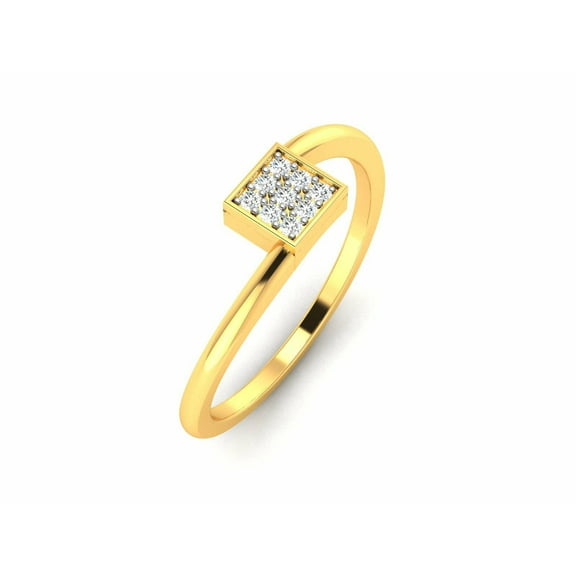 Square Diamond Minimalist Ring / Delicate Simple Ring / 14KT Yellow Gold Plated / Stackable Diamond Ring / Dainty Ring For Women / Gifts
