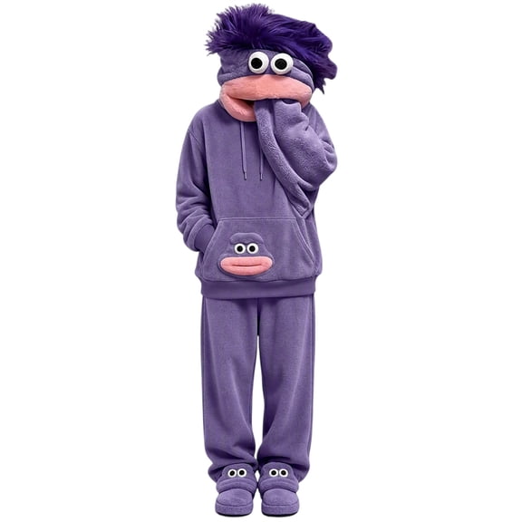 Silly Big Mouth Monster Costume Set, Funny Long Sleeve Monster Top and Pants Outfit for Adults, Halloween Party Costume for Dress Up Events, Theme Parties, Performances and Fun Photos