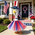 thumbnail image 5 of Fall Porch Goose Festival Outfits,20 Inch Tulle Mesh Dress,Bow Decor and Top Hat Clothes Set for Garden Outdoor Decor,Fall Decorations Thanksgiving Front Porch Yard Arrangement,Blue, 5 of 7