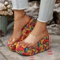 thumbnail image 6 of Rokment Women's Platform Wedges Dress Slip on Sandals Trendy Casual Open Toe Clear Band Chunky High Heels Beach Summer Heeled Walking Slides Slippers Yellow Size 6.5, 6 of 6