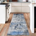 thumbnail image 4 of 2'x6' Washable Area Rug, Non Slip Abstract Rugs, Soft Faux Wool Living Room Rug, Low Pile Rugs for Living Room Bedroom Dining Room, Blue, 4 of 7
