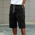 thumbnail image 4 of Homeyce Cargo Shorts for Men Elastic Waist Big Tall Cargo Shorts with Multi-Pockets No Belt Relaxed Fit Outdoor Casual Work Bermuda Shorts Knee Length Water Resistant Ripstop Pants,Black L, 4 of 4
