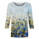 thumbnail image 4 of ICHUANYI Clearance Women's Fashion Printed T-shirt 3/4 Sleeves Blouse Round Neck Casual Tops(Light Blue, M) ICHUANYI WER2023080900798, 4 of 5