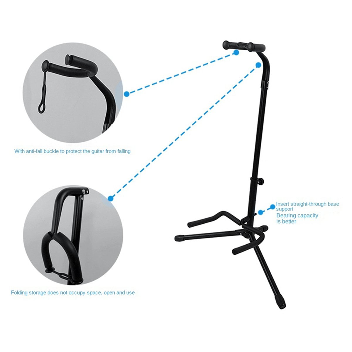 2X Metal Floor Guitar Stand with Tripod Holder for Acoustic Electric Guitar, Guitar Accessories