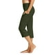 thumbnail image 1 of MKLEKYY Ropa deportiva para mujer, pantalones capri para mujer, pantalones de yoga de cintura alta con bolsillos, leggings cortos rectos, 1 of 4