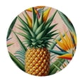 thumbnail image 2 of GOSMITH Colorful Pattern Tropical Exotic Flowers and Pineapple Waterproof Round Tablecloth White, 2 of 7
