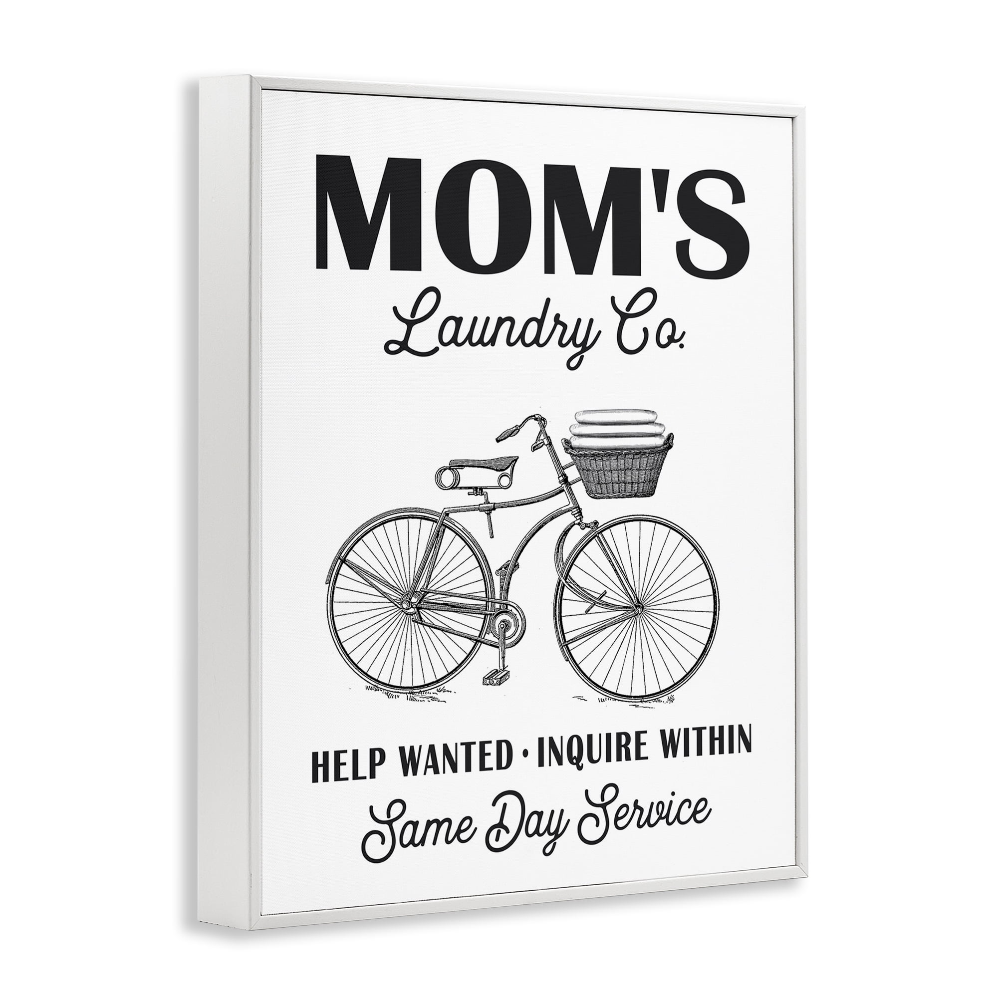 Stupell Industries Mom's Laundry Co Typography Painting White Framed Art Print Wall Art, 24 x 30