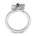 thumbnail image 2 of Solid 925 Sterling Silver Stackable Expressions Polished Simulated Amethyst Flower Ring (2.3mm) - Size 8, 2 of 4