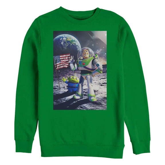 Men's Toy Story Buzz Lightyear Moon Landing Sweatshirt Kelly Green 3X Large