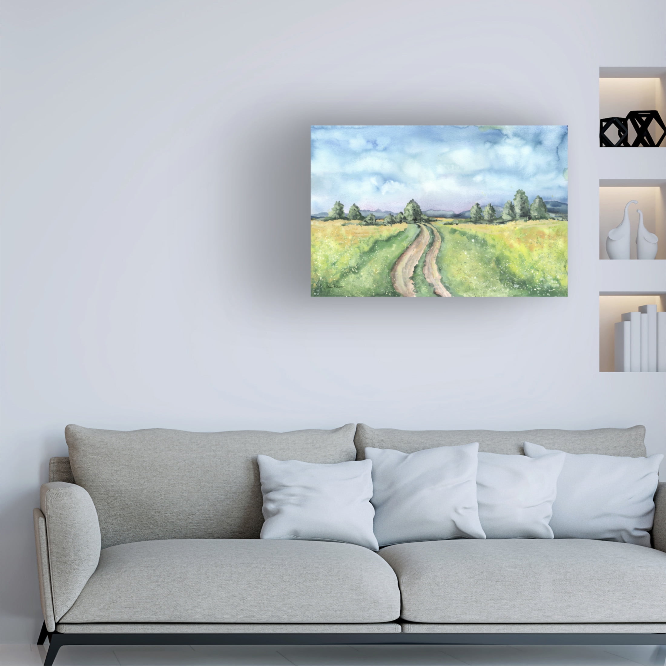 Canvas Wall Art - Jean Plout 'Country Road Landscape' Wall Art for Living Room, Bedroom, or Office Décor by Trademark Fine Art - 47 x 30 Inches
