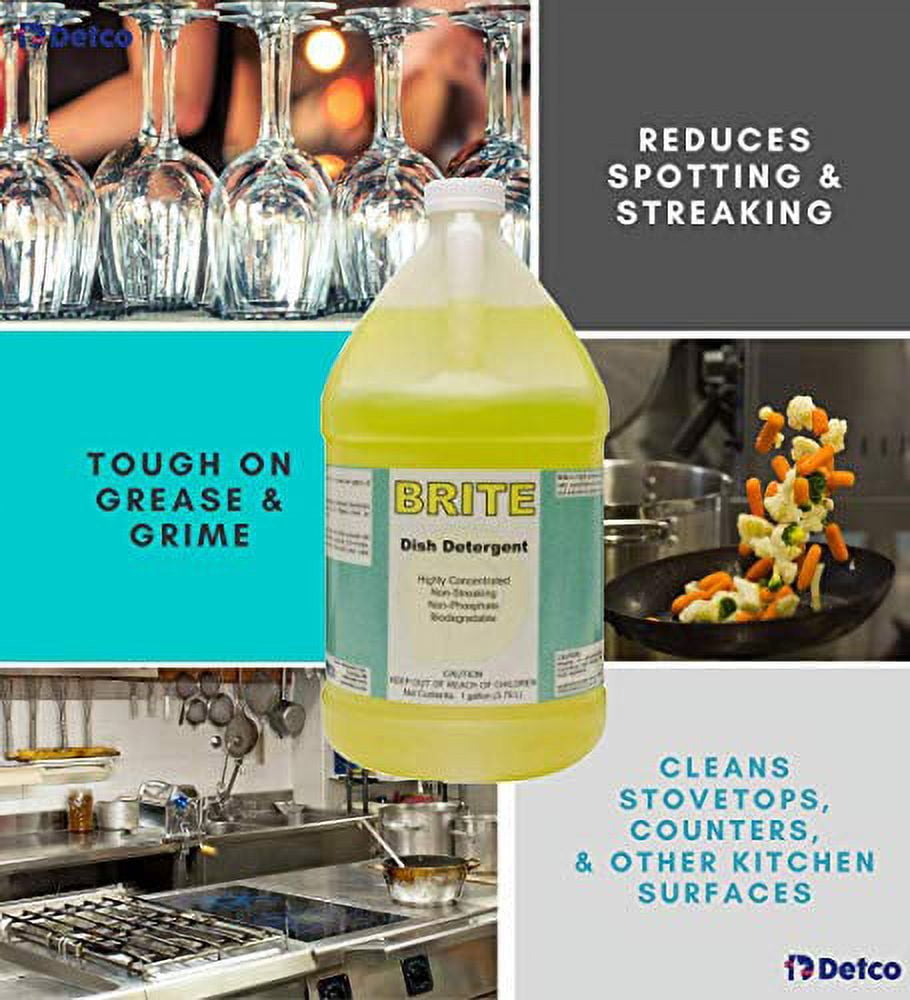DETCO Brite - Professional Kitchen Manual Pot and Pan Detergent, Hand Wash Dish Soap Liquid Cleaner