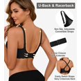 thumbnail image 3 of Sujetador inalámbrico ULTREAGLE para mujer, bralette de cobertura total, negro, 3 of 6