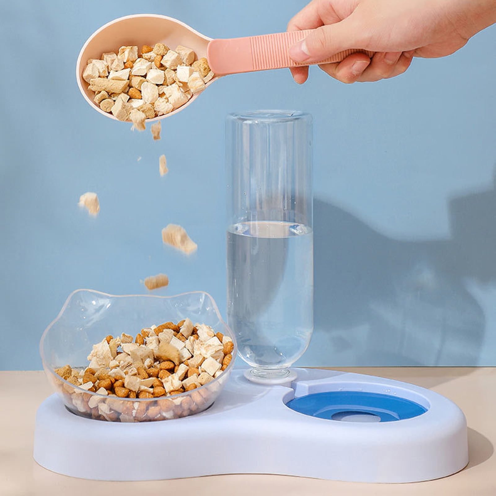 DOPI Pet Bowl Dry Wet Use Automatic Lightweight Cat Water Dispenser Food Container Feeder for Home Use