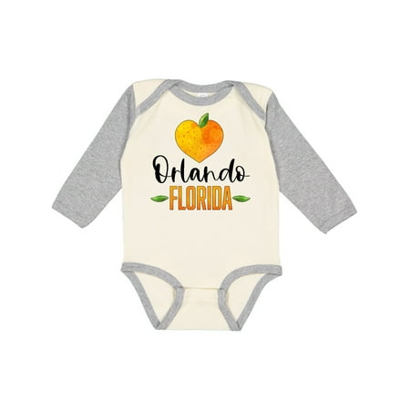 

Inktastic Orlando Florida Orange in Heart Gift Baby Boy or Baby Girl Long Sleeve Bodysuit