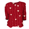 thumbnail image 3 of TRUBKH Valentine's Day Tops Women Womens Blouses Fall Heart Printed Shirts Women Long Sleeve Blouse Long Sleeve V Neck Shirts for Women Valentines Shirts for Women 3/4 Sleeve Hot Pink Xl, 3 of 3