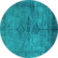 thumbnail image 1 of Ahgly Company Indoor Round Oriental Turquoise Blue Industrial Area Rugs, 4' Round, 1 of 4