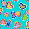 Creative Cuts Cotton 44" Wide Tie Dye Hearts Turquoise Fabric, 2 Yd.