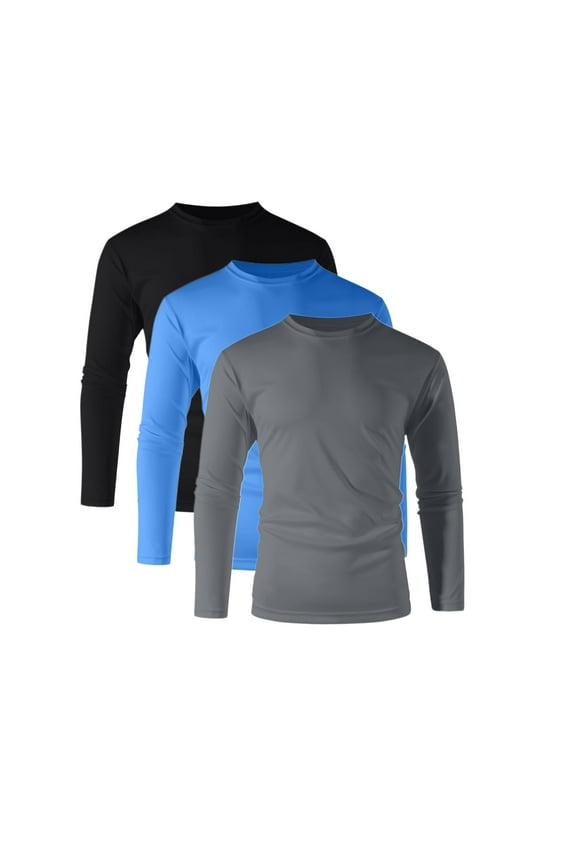 Men's Quick-Dry Long Sleeve Shirts 3-Pack, Moisture Wicking, UPF 50+, Sizes S-3XL