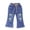 Blue F, variant on WRKEKC Jeans for Girls Print Flare Leg Denim Pants with Elastic Waist Casual Wear Pants for Girls 2-8 Years
