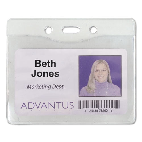 Security Id Badge Holder, Horizontal, 3.5 X 4.25, Frosted Transparent, 50/box | Bundle of 5 Boxes