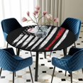 thumbnail image 5 of Elastic Fitted Round Tablecloth, American Flag Waterproof Stretch Table Cover for 36"-44" Tables, US Flag Baseball Stars Vintage Black Washable Outdoor Tablecloths for Patio, Picnic, Camping, 5 of 9