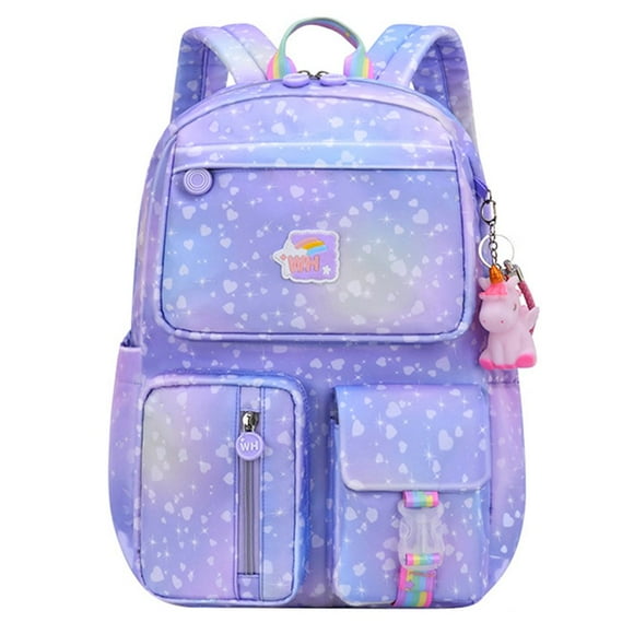 MesaSe Rainbow Kids Girl Daypack Cute School Kindergartens Princess Backpack (Purple L)