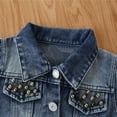 thumbnail image 3 of IBTOM CASTLE Toddler Baby Girls Boys Denim Jacket Long Sleeve Button Down Jeans Coat Ripped Hooded Top Fall Cowboy Casual Outwear Clothes 6-12 Months Blue + Pink Heart, 3 of 8