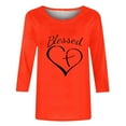 thumbnail image 5 of YanHoo Plus Size Dressy Tops for Women 3/4 Sleeve Women 3/4 Sleeve Shirt Valentine's Day Tops Casual Crewneck 3/4 Length Sleeve Pullover Spring Ladies Valentine Gifts under 10 dollars, 5 of 6