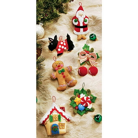 Mary Engelbreit Wreath Ornaments Felt Applique Kit, Set of 6