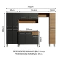 thumbnail image 3 of Cocina Integral Completa 261cm Marrón/Negro Emilly Hit Madesa Madesa G20057, 3 of 10