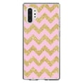 thumbnail image 1 of DistinctInk Clear Shockproof Hybrid Case for Galaxy Note 10 PLUS (6.8" Screen) - TPU Bumper, Acrylic Back, Tempered Glass Screen Protector - Pink & Gold Print - Chevron Pattern, 1 of 1