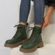 thumbnail image 2 of NECHOLOGY Botas Mujer Adulto Femenino Zapatos Botines de mujer Otoño e invierno estilo británico Popular suela gruesa con cordones zapatos de mujer aparecen botas delgadas (Green, 6.5), 2 of 7