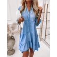 thumbnail image 5 of Women's Denim Dress Doll Layered Short Sleeved Button Denim Shirt Dress  Elegant & Trendy Fashion, 5 of 6