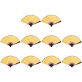 thumbnail image 1 of Abanico 10 pulgadas plegable tela de seda DIY pintura boda decoración del hogar amarillo, 1 of 3