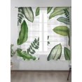thumbnail image 2 of Sheer Curtains 72 Inches Long 2 Panels Set for Bedroom, Green Leaves Semi Sheer Curtains for Windows, Tropical Summer Botanical Watercolor Elegant Wooden Voile Window Treatments Rod Pocket Curtain, 2 of 7