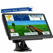 7" Inch Touchscreen GPS Navigation for Car & Truck & RV with Sunshade Voice Guidance Lifetime Free Map Update Navigator System 8GB 256MB US Canada Mexico
