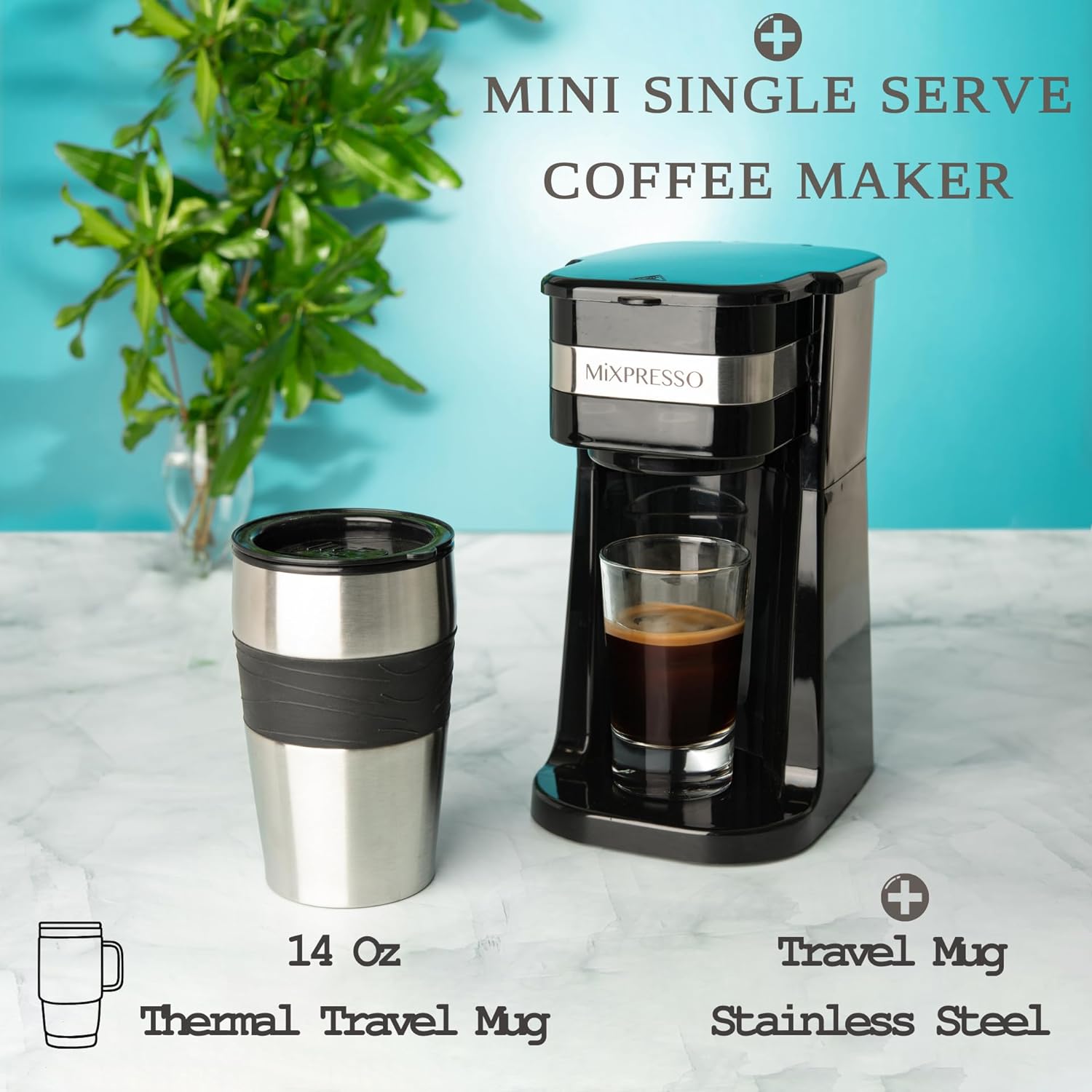 Mixpresso 1-Cup Personal Drip Coffee Maker with Travel Mug photo 6
