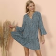 thumbnail image 3 of V Neck Long Sleeve Button Detail Dotted Print Dress for Women, 3 of 3