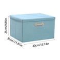 thumbnail image 3 of Caja de almacenamiento de tela de lino con tapa, organizador plegable con asas, impermeable, 40x30x25 cm, azul claro, rosa, gris, verde, amarillo, 3 of 6