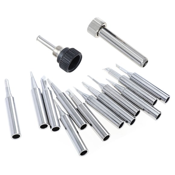 KAKOWELY 13Pcs Soldering Iron Tip Replacement for Soldering Iron High Precision Fast Heating Silver 6.6x2cm