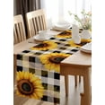thumbnail image 2 of Burlap Table Runner 70 Inches Long, Summer Watercolor Sunflower Still Life Non-Slip Kitchen Table Runners for Dining Room Everyday Use Party Table Decorations Black Gingham Check, 2 of 9
